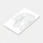 Vintager Pferdekopf grau auf weiß Post-it Klebezettel (angewinkelt)