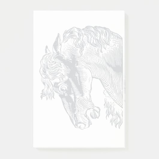 Vintager Pferdekopf grau auf weiß Post-it Klebezettel (Vorderseite)