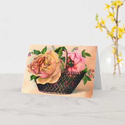 Vintager Pfirsich-und rosa Karte (Gelbe Blume)