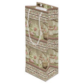 Vintager Pfirsichtee & Rose Weinbeutel Geschenktüte Für Weinflaschen (Rückseite Schrägansicht)