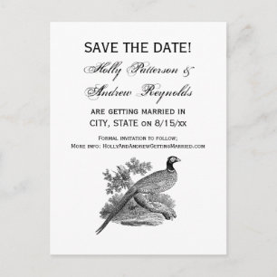 Vintager Pheasant Game Bird Zeichne BW Ankündigungspostkarte