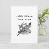 Vintager Pheasant Game Bird Zeichne BW Einladung (Stehend Vorderseite)