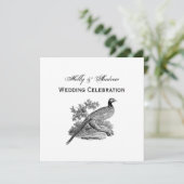 Vintager Pheasant Game Bird Zeichne BW Einladung (Stehend Vorderseite)