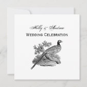 Vintager Pheasant Game Bird Zeichne BW Einladung (Vorderseite)