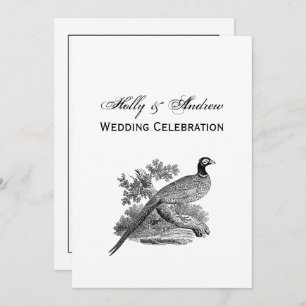 Vintager Pheasant Game Bird Zeichne BW Einladung