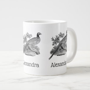 Vintager Pheasant Game Bird Zeichne BW Jumbo-Tasse