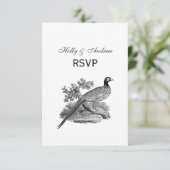 Vintager Pheasant Game Bird Zeichne BW RSVP Karte (Stehend Vorderseite)