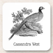Vintager Pheasant Game Bird Zeichne BW Untersetzer (Vorderseite)