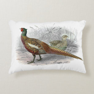 Vintager Pheasant Game Bird Zeichne Farbe #2 Dekokissen