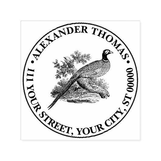 Vintager Pheasant Game Bird Zeichne Namensadresse Permastempel (Design)