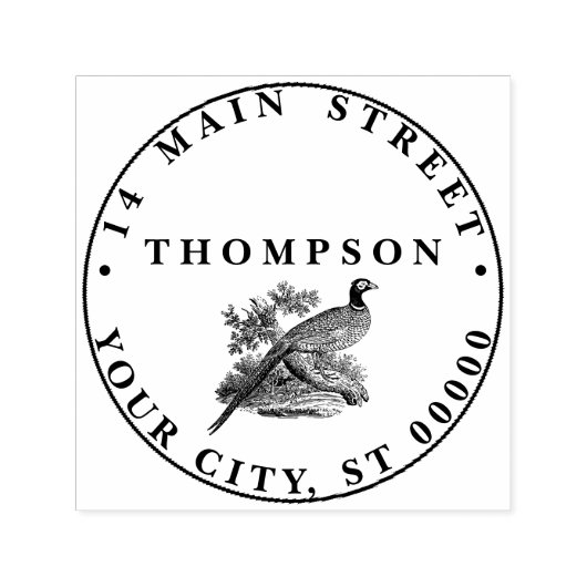 Vintager Pheasant Game Bird Zeichne Namensadresse Permastempel (Design)