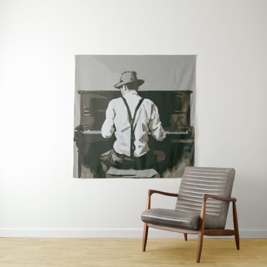 Vintager Pianist in Harmonie Wandteppich (Beispiel)