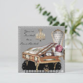 Vintager Piano-Erwägungsgrund Einladung (Stehend Vorderseite)