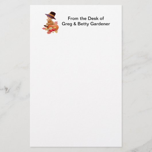 Vintager Pilgrim Boy betet auf Pumpkin Briefpapier (Vorderseite)