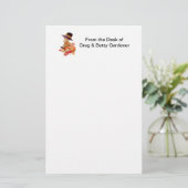 Vintager Pilgrim Boy betet auf Pumpkin Briefpapier (Stehend Vorderseite)