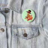 Vintager Pilgrim Boy betet auf Pumpkin Button (Beispiel)