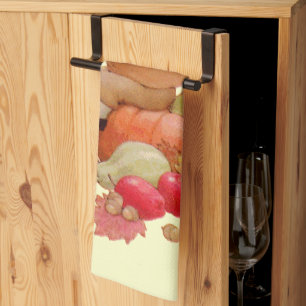 Vintager Pilgrim Boy betet auf Pumpkin Geschirrtuch