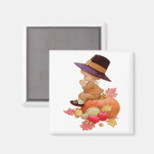 Vintager Pilgrim Boy betet auf Pumpkin Magnet (Vorderseite/Rückseite)