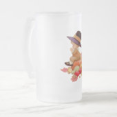 Vintager Pilgrim Boy betet auf Pumpkin Mattglas Bierglas (Vorderseite Links)