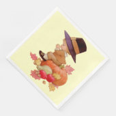 Vintager Pilgrim Boy betet auf Pumpkin Serviette (Ecke)
