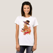 Vintager Pilgrim Boy betet auf Pumpkin T-Shirt (Vorne ganz)