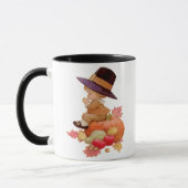Vintager Pilgrim Boy betet auf Pumpkin Tasse (Links)