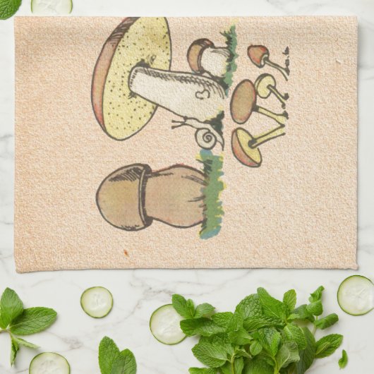 Vintager Pilz-Druck Geschirrtuch (Gefaltet)