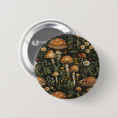 Vintager Pilzgarten Nahtloses Muster Button (Vorne & Hinten)