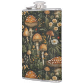 Vintager Pilzgarten Nahtloses Muster Flachmann (Links)