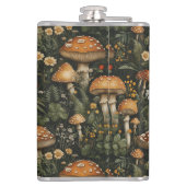 Vintager Pilzgarten Nahtloses Muster Flachmann (Rückseite)