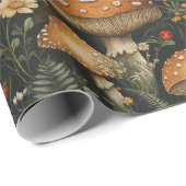 Vintager Pilzgarten Nahtloses Muster Geschenkpapier (Rolleneckpunkt)