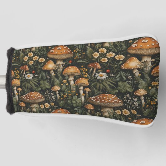 Vintager Pilzgarten Nahtloses Muster Golf Headcover (Vorderseite)
