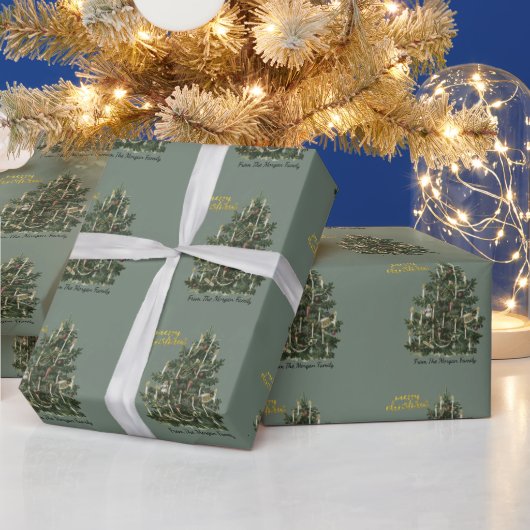 Vintager Pine Tree Grüne Weihnachten Geschenkpapier (Feiertage)
