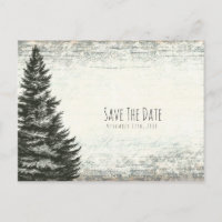 Vintager Pine Tree Rustikales Holz Save the Date