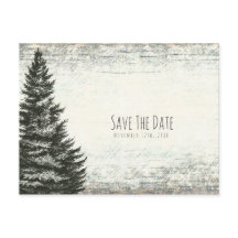 Vintager Pine Tree Rustikales Holz Save the Date