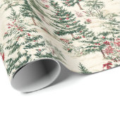 Vintager Pine Tree Viktorianisches Weihnachtslied Geschenkpapier (Rolleneckpunkt)