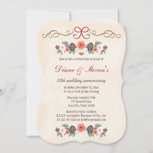 VINTAGER PINENKONE JAHRESZEITRAUM EINLADUNG (Vorderseite)