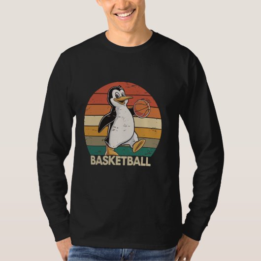 Vintager Pinguin Basketball Pinguin T-Shirt (Vorderseite)