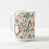 Vintager Pinguin mit Candy Canes Weihnachten Kaffeetasse (Vorderseite Links)