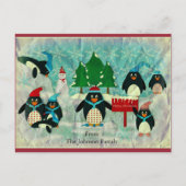 Vintager Pinguin Weihnachten Postkarte (Vorderseite)