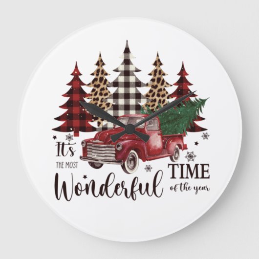 Vintager Pinienwald Große Wanduhr (Vorderseite)