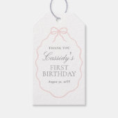 Vintager Pink Bow Girl Geburtstag Geschenkanhänger (Vorderseite)