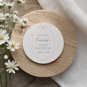 Vintager Pink Bow Girl Geburtstag Runder Aufkleber