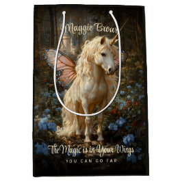 Vintager Pink Butterfly Fairy Horse Fantasy Forest Mittlere Geschenktüte