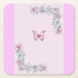 Vintager Pink Butterfly Paper Untersetzer