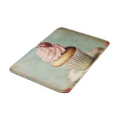 Vintager Pink Cupcake aus Frankreich Badematte (Schrägansicht)