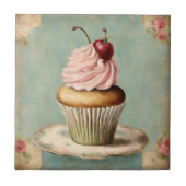 Vintager Pink Cupcake aus Frankreich Fliese (Vorderseite)