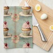 Vintager Pink Cupcake aus Frankreich Geschirrtuch (Viertel Falte)