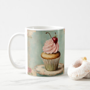 Vintager Pink Cupcake aus Frankreich Kaffeetasse