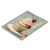 Vintager Pink Cupcake aus Frankreich Notizblock (Linke Seite)
